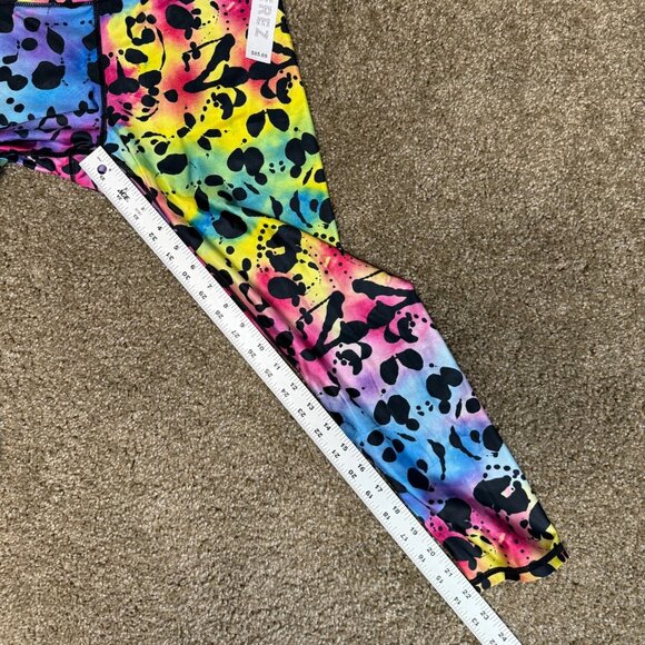 Terez New York Rorschach Leggings Womens Medium Multi Tie Dye Vibrant Rainbow - Picture 7 of 10